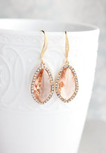 Load image into Gallery viewer, Sparkly Dangle Earrings - Peach /Rose Gold