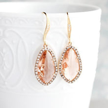 Load image into Gallery viewer, Sparkly Dangle Earrings - Peach /Rose Gold