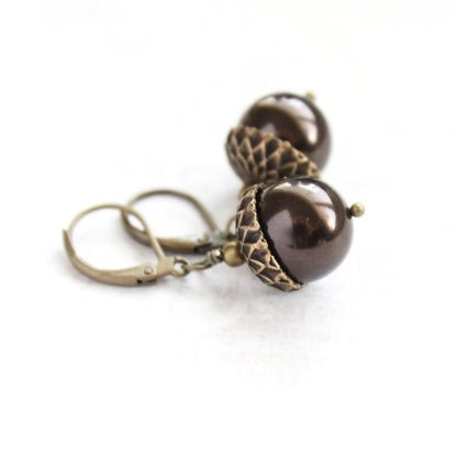 Cranberry Red Acorn Earrings - (14 colors)