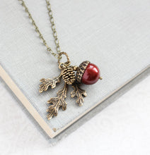Load image into Gallery viewer, Acorn Necklace - Cranberry Red