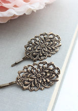 Load image into Gallery viewer, Rose Gold Filigree Bobby Pins