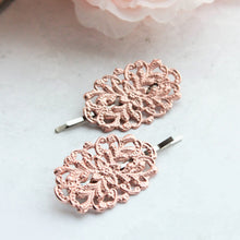 Load image into Gallery viewer, Filigree Bobby Pins - Antiqued Brass