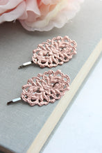 Load image into Gallery viewer, Rose Gold Filigree Bobby Pins