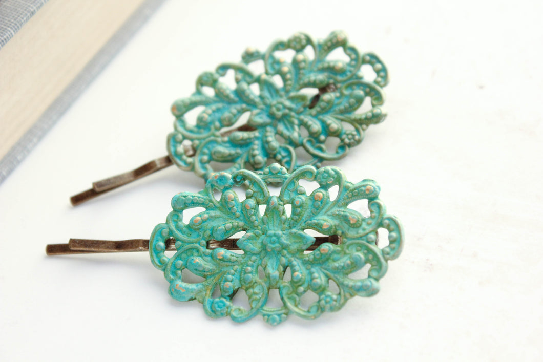 Rose Gold Filigree Bobby Pins