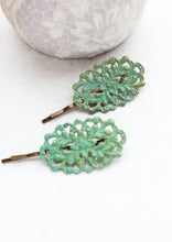 Load image into Gallery viewer, Filigree Bobby Pins - Antiqued Brass