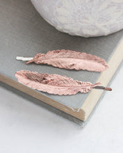 Load image into Gallery viewer, Rose Gold Feather Bobby Pins - 2 pc