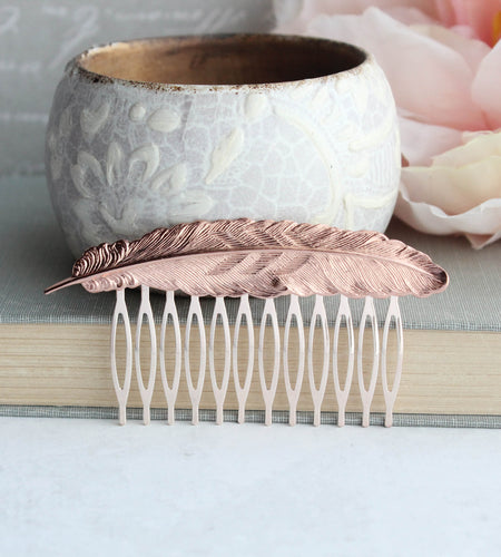 Feather Comb - Rose gold