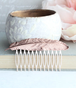 Feather Comb - Rose gold