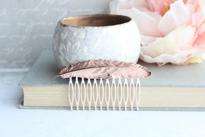 Feather Comb - Rose gold