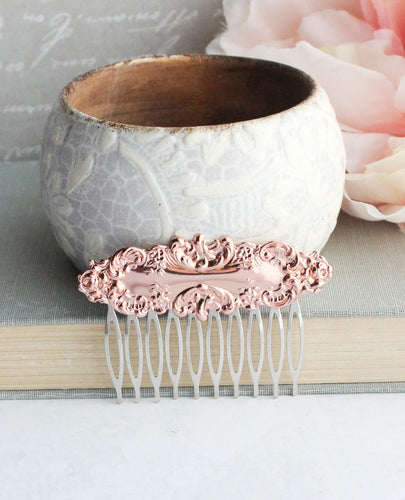 Rose Gold Floral Hair Comb