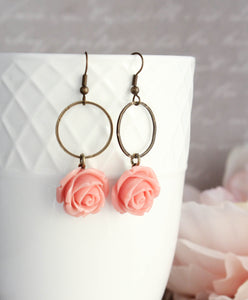Deep Pink Rose Earrings