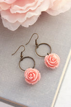 Load image into Gallery viewer, Deep Pink Rose Earrings