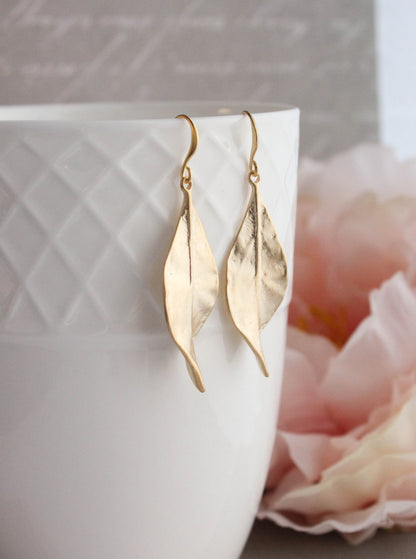 Long Curled Leaf Earrings (3 styles)