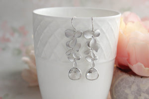 Silver Cascading Orchid Earrings (10 Colors)