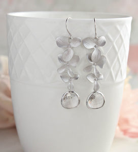 Silver Orchid Earrings (10 Glass colors)