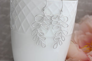 Silver Loopy Leaf Branch Earrings