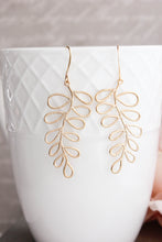 Load image into Gallery viewer, Silver Loopy Leaf Branch Earrings
