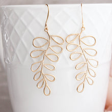 Load image into Gallery viewer, Silver Loopy Leaf Branch Earrings
