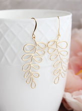Load image into Gallery viewer, Silver Loopy Leaf Branch Earrings