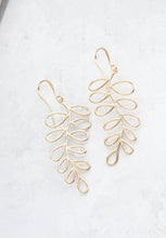 Load image into Gallery viewer, Silver Loopy Leaf Branch Earrings