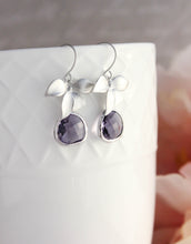 Load image into Gallery viewer, Silver Orchid Earrings - Purple