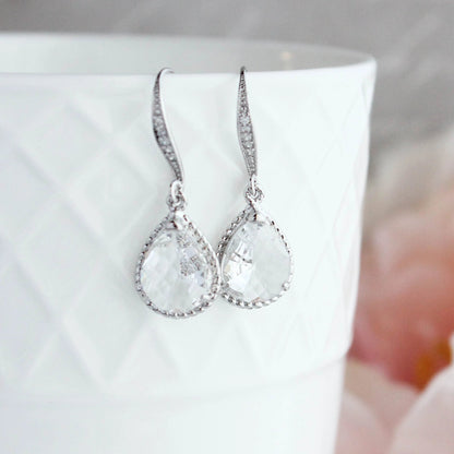 Sparkle Drop Earrings - Navy Glass