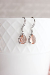 Sparkle Drop Earrings - Peach Blush