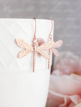 Load image into Gallery viewer, Dragonfly Earrings - Rose Gold