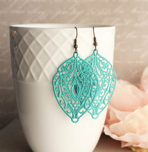 Load image into Gallery viewer, Big Filigree Earrings - Aqua