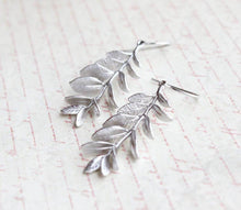 Load image into Gallery viewer, Leafy Branch Earrings - Matte Silver Rhodium