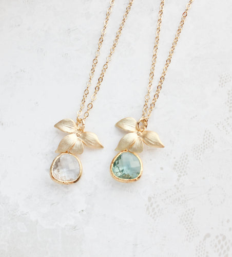 Orchid and Glass Necklace (12 Colors)