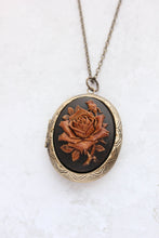 Load image into Gallery viewer, Big Cameo Locket - &#39;Tea stained&#39; Rose