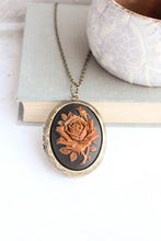 Load image into Gallery viewer, Big Cameo Locket - &#39;Tea stained&#39; Rose