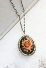 Load image into Gallery viewer, Big Cameo Locket - &#39;Tea stained&#39; Rose