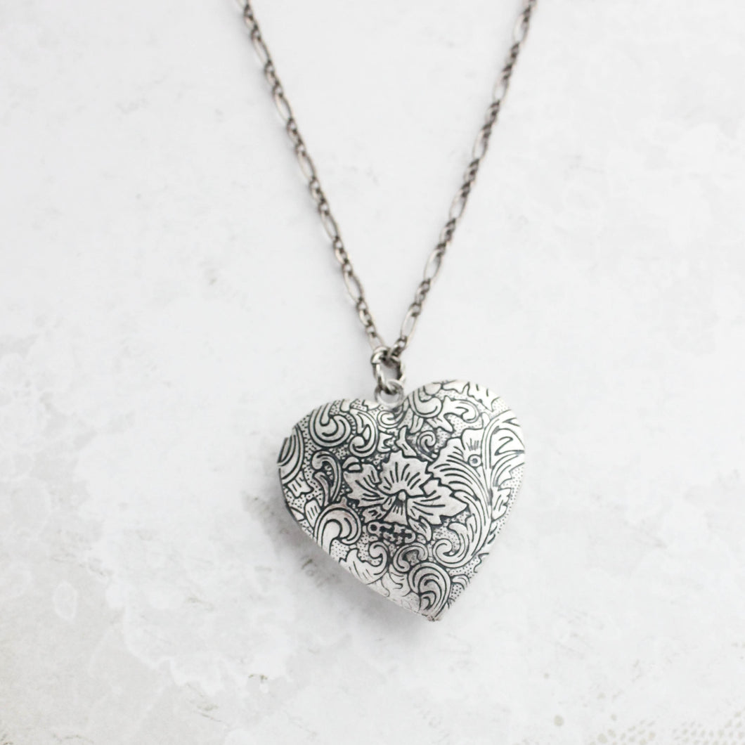 Antiqued Silver Heart Locket