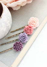Load image into Gallery viewer, Purple Flower Bobby Pins - BP1023