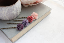Load image into Gallery viewer, Purple Flower Bobby Pins - BP1023