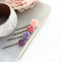 Load image into Gallery viewer, Purple Flower Bobby Pins - BP1023