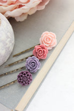 Load image into Gallery viewer, Purple Flower Bobby Pins - BP1023