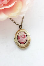 Load image into Gallery viewer, Lady Cameo Locket - Deep Red