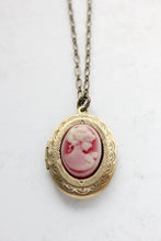 Load image into Gallery viewer, Lady Cameo Locket - Deep Red