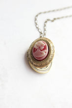 Load image into Gallery viewer, Lady Cameo Locket - Deep Red