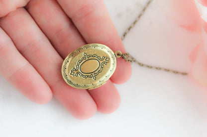 Black Floral Cameo Locket