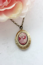 Load image into Gallery viewer, Lady Cameo Locket - Deep Red