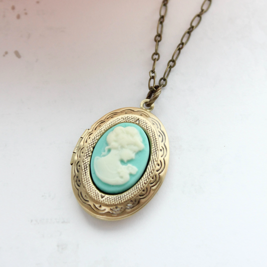 Aqua Lady Cameo Locket