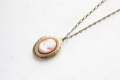 Lady Cameo Locket - Pink