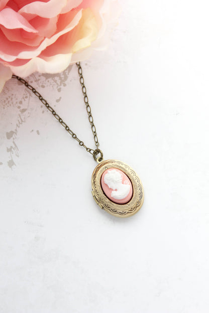 Lady Cameo Locket - Pink
