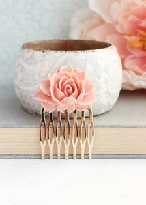 Dusty Pink Rose Comb - C2008