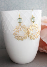 Load image into Gallery viewer, Gold Filigree Earrings - Aqua