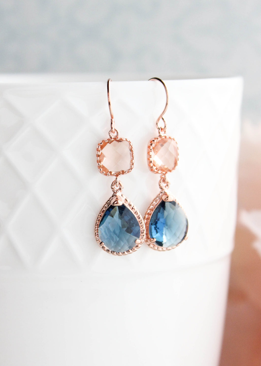 Sparkle Drop Earrings Rose | Peach | Blue